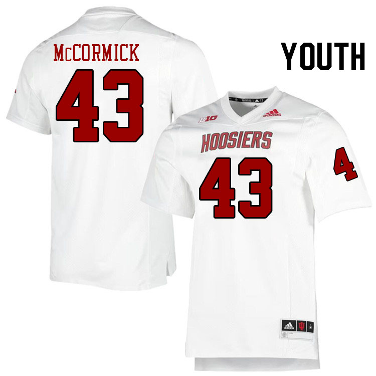 Youth #43 Derek McCormick Indiana Hoosiers College Football Jerseys Stitched-Retro White